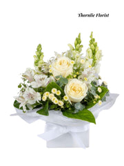 Classic White Rose & Seasonal Blooms Arrangement