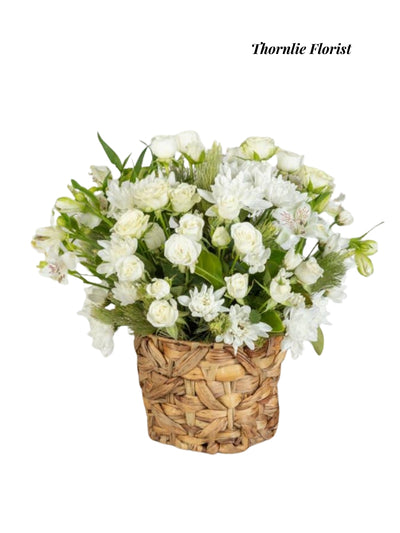 Elegant White Basket Arrangement