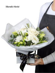 Petite White Gift Box Bouquet