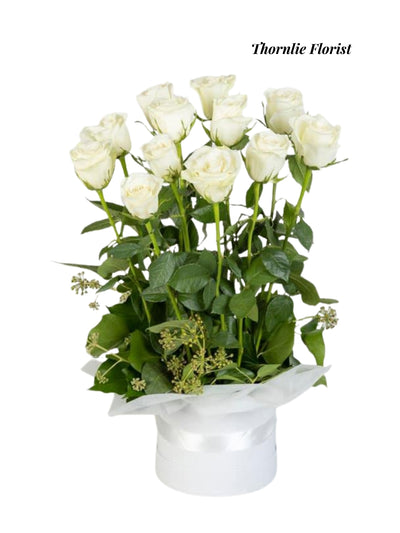 Classic White Rose Hat Box