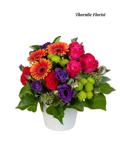 Vibrant Mixed Blooms in Ceramic Pot (Large)