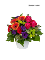Vibrant Mixed Blooms in Ceramic Pot (Large)