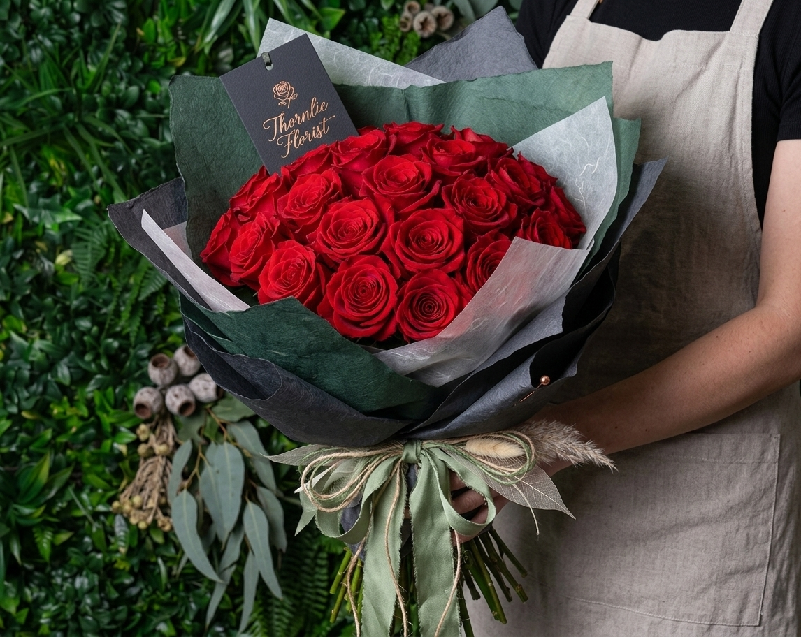 Crimson Elegance – 20 Premium Red Roses Bouquet
