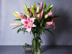 Blushing Romance – Pink Lily Vase Arrangement