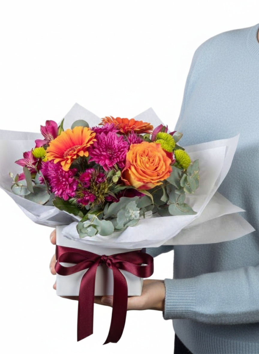 Cheerful Gerbera & Rose Gift Box