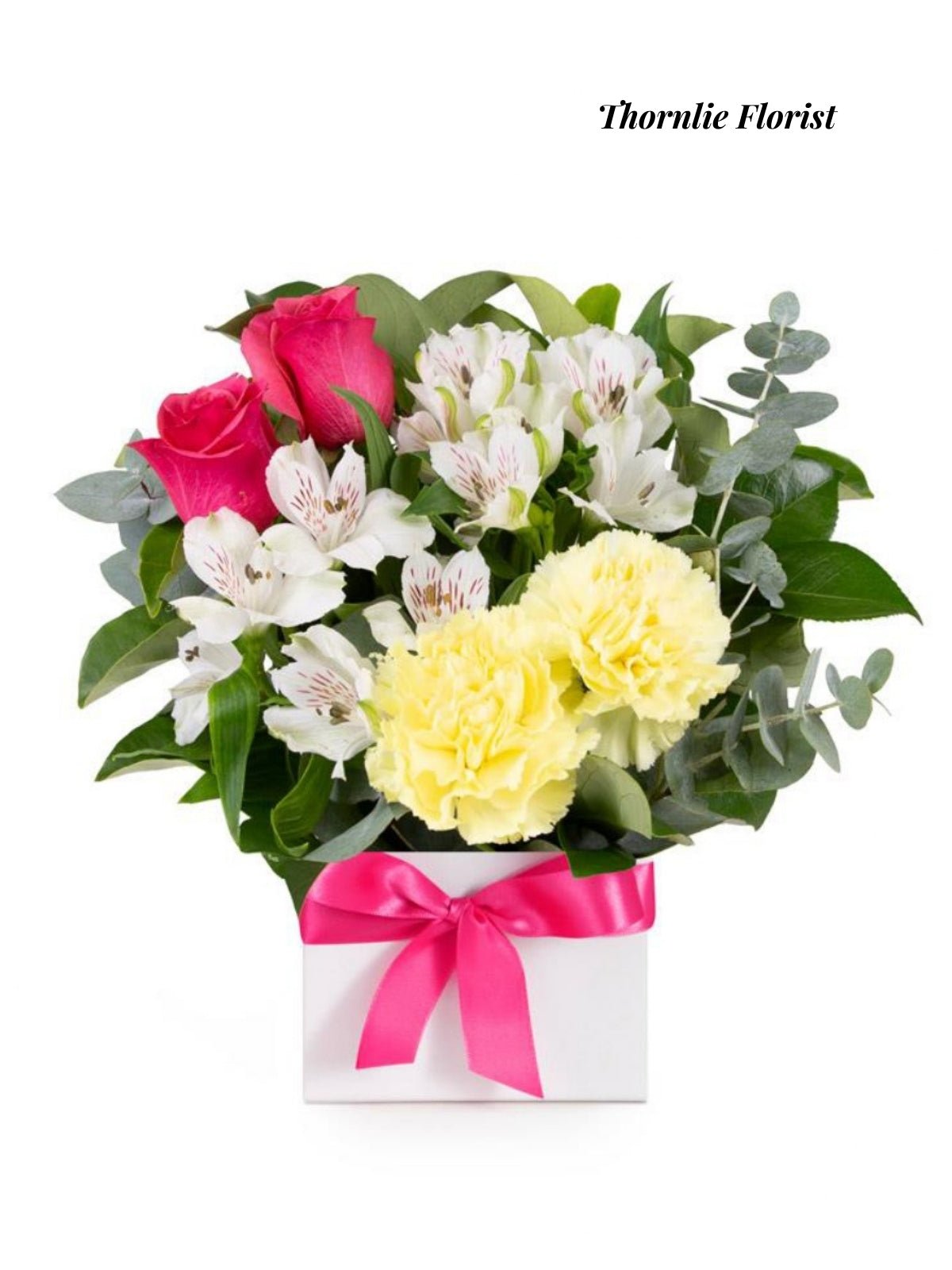 Cheerful Carnation & Rose Box Arrangement – Fresh Mixed Blooms