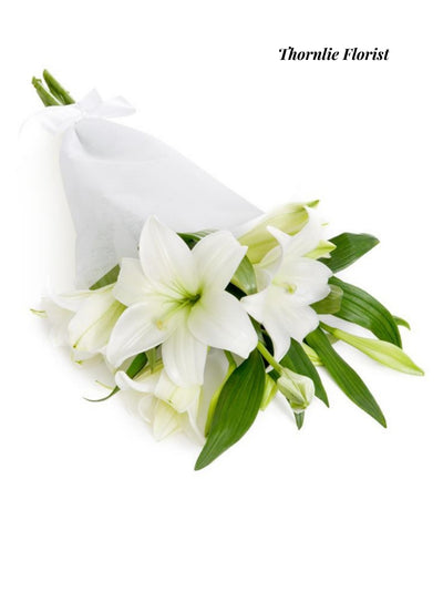 White Lily Bouquet – Elegant Sympathy & Celebration Flowers