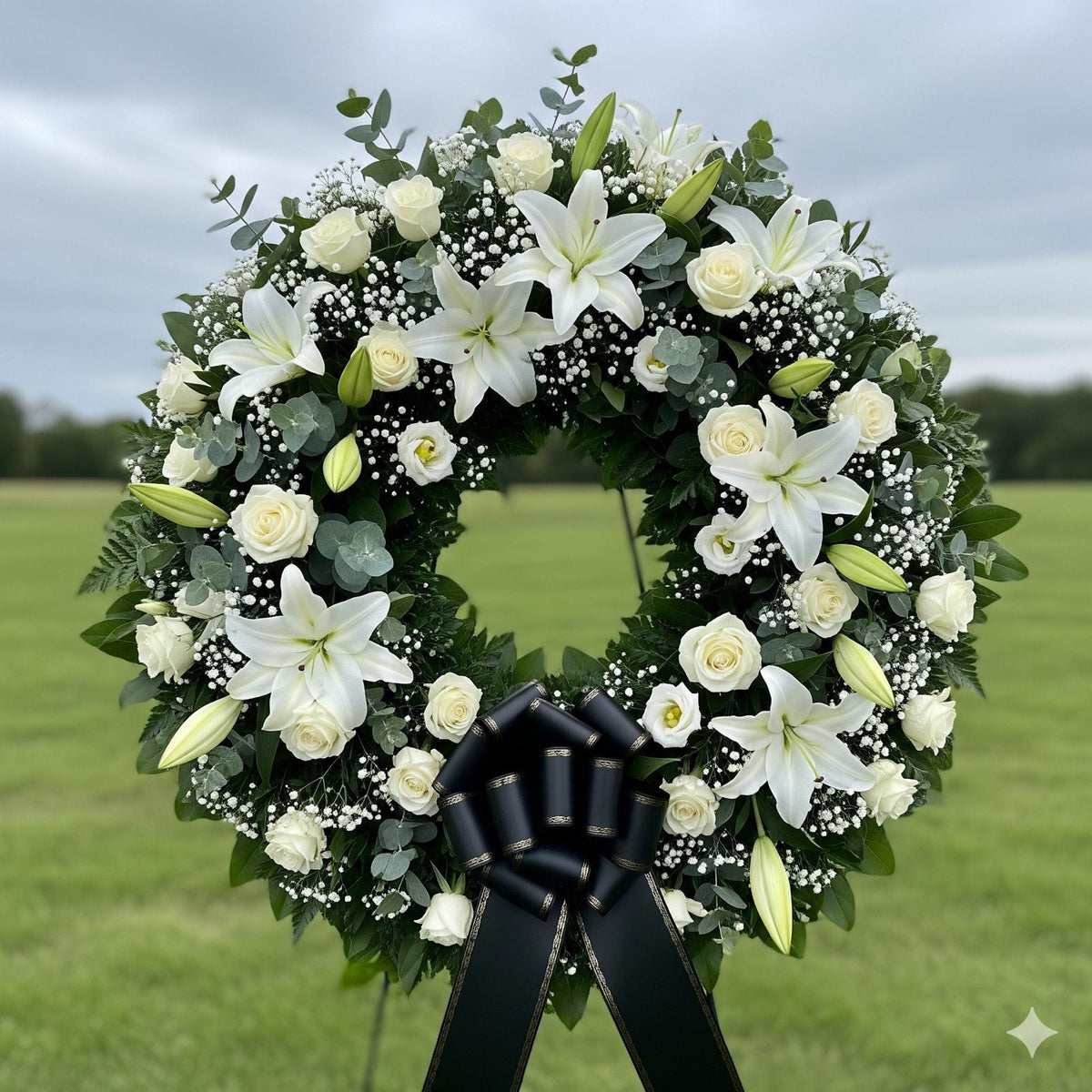 Graceful White Tribute Wreath