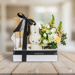 Newborn Baby Gift Box with Plush Toy & Flowers