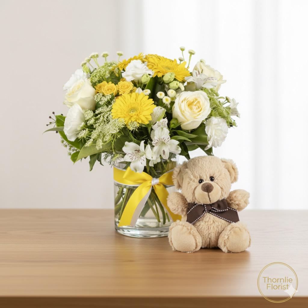 Sunshine Baby Welcome Bouquet with Teddy Bear