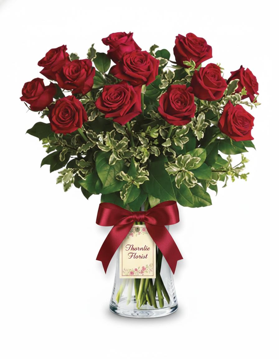 Romantic Red Roses in Vase