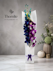 Royal Blue & Purple Dendrobium Orchid Bouquet
