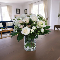White & Pink Roses in Vase